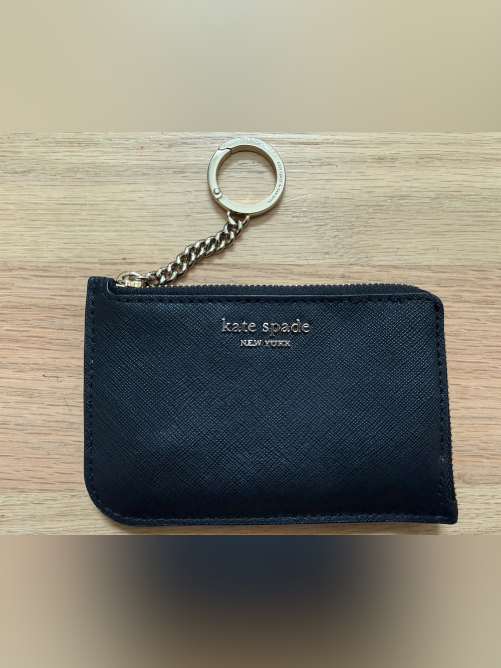 Kate Spade black zip card holder